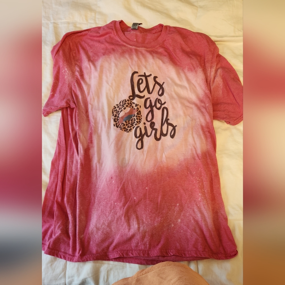 Women XL let's go girls bleached tshirt